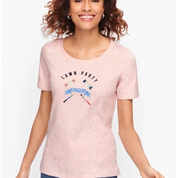 Talbots cotton TEE Size L  soft pink colour - Picture 1 of 3